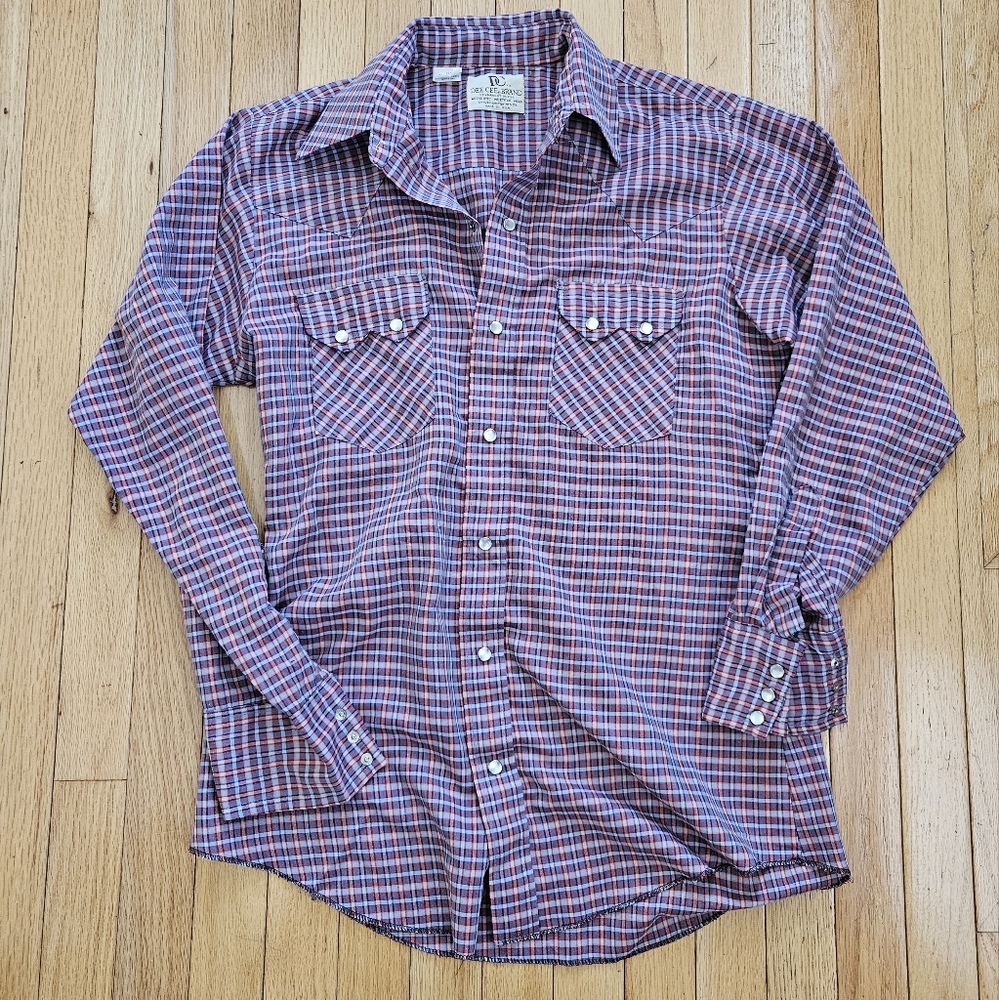 Vtg Dee-Cee Western Wear Mens Shirt 15-33 Pearl Snap Plaid Saw Tooth 70s FLAW